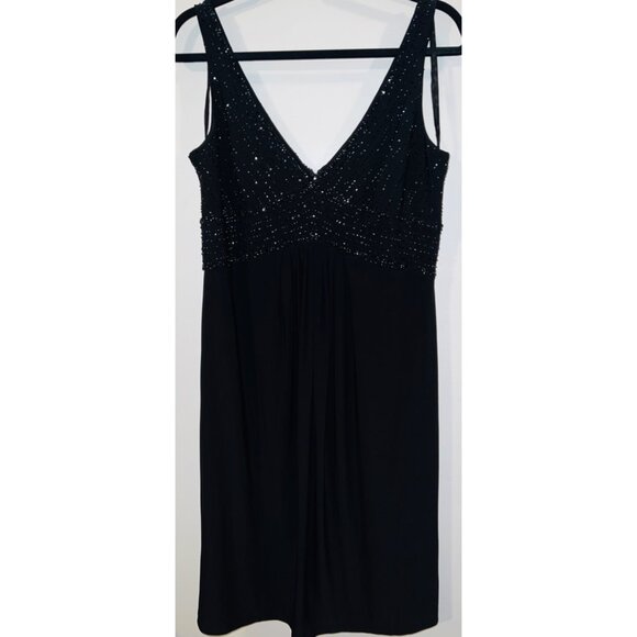 Jones New York Black Beaded Dress Womens 12 Sleeveless V-Neck Evening Gown - Picture 1 of 4